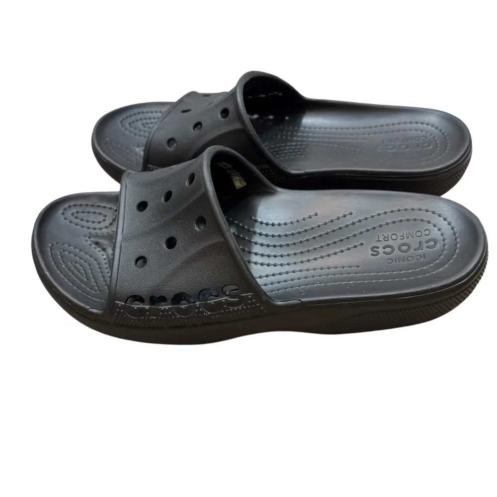 Crocs Unisex-Adult Baya Slide Sandals Black Mens 8 Womens 10